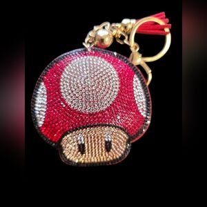 Red Mario Toad Mushroom Bag Charm Keychain